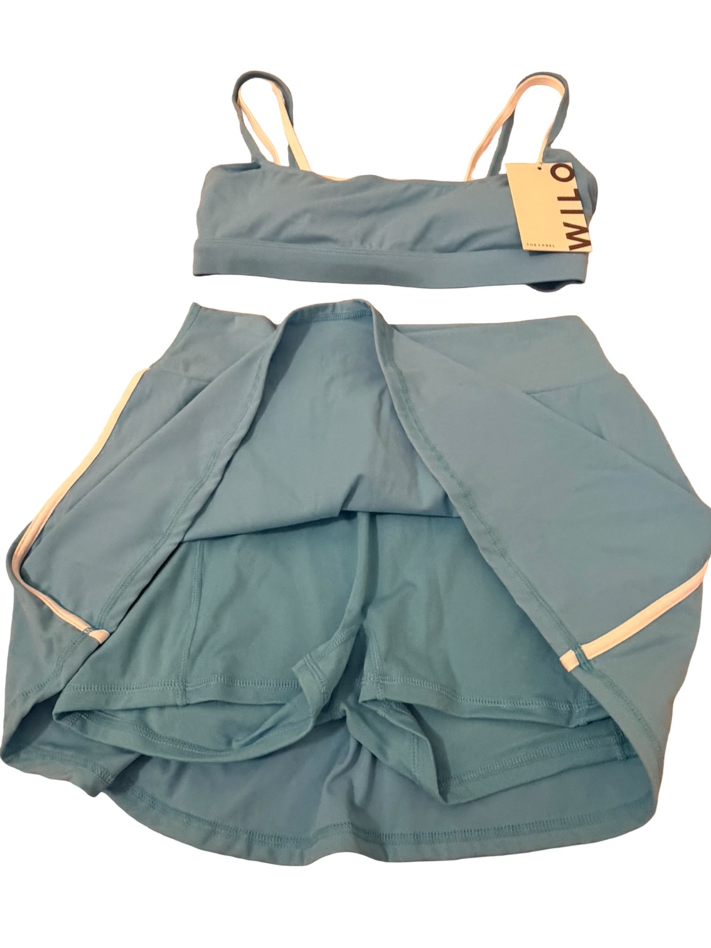 Wilo The Label Double Layer Sports Bra & Skort Set Azure Blue M NWT - Picture 7 of 11